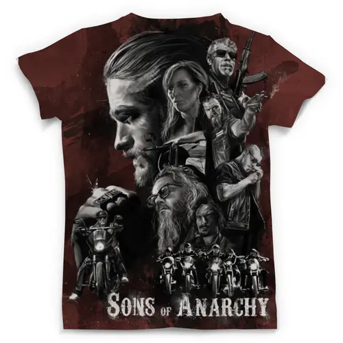 Заказать мужскую футболку в Москве. Футболка с полной запечаткой (мужская) Sons of Anarchy от kenny - готовые дизайны и нанесение принтов.