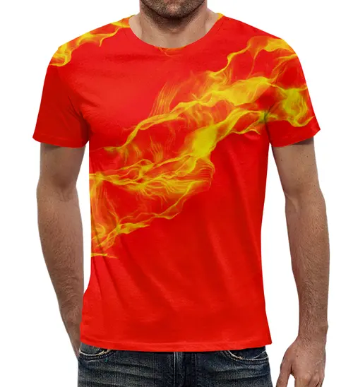 Заказать мужскую футболку в Москве. Футболка с полной запечаткой (мужская) FIRE! от Алексс Неро - готовые дизайны и нанесение принтов.