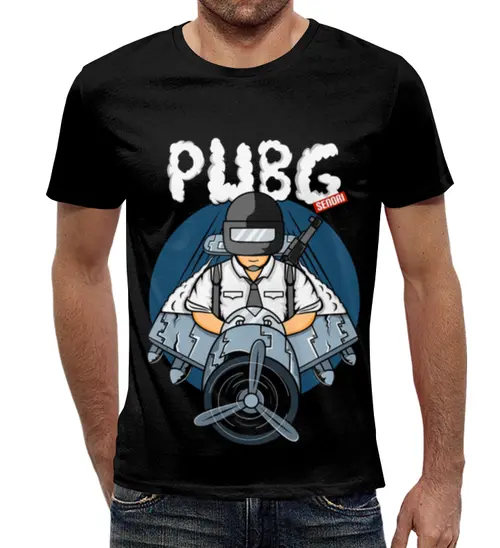 Заказать мужскую футболку в Москве. Футболка с полной запечаткой (мужская) PUBG   от T-shirt print  - готовые дизайны и нанесение принтов.