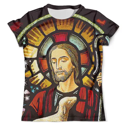 Заказать мужскую футболку в Москве. Футболка с полной запечаткой (мужская) Иисус Христос от ПРИНТЫ ПЕЧАТЬ  - готовые дизайны и нанесение принтов.