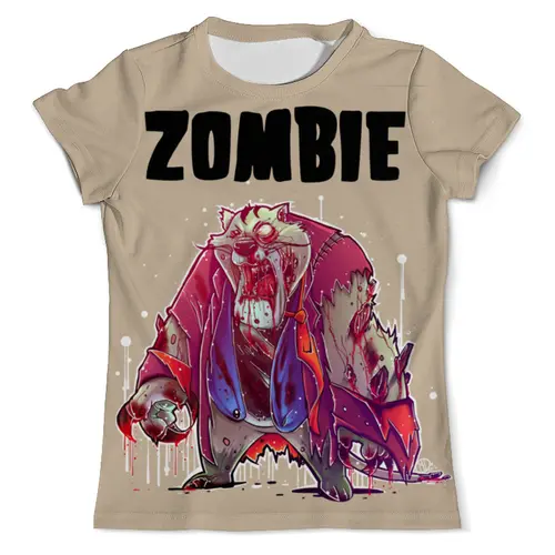 Заказать мужскую футболку в Москве. Футболка с полной запечаткой (мужская) Zombie Cat от Leichenwagen - готовые дизайны и нанесение принтов.