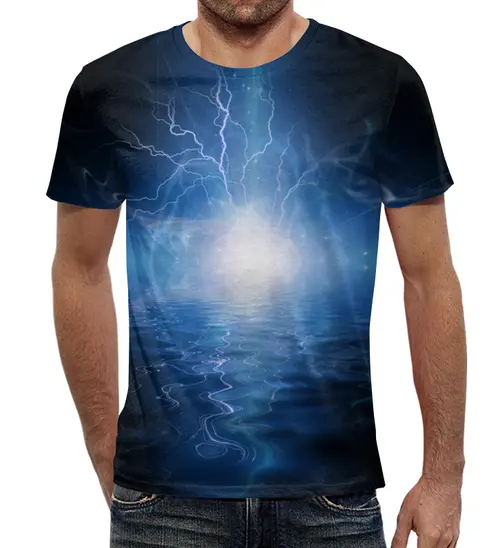 Заказать мужскую футболку в Москве. Футболка с полной запечаткой (мужская) молния от THE_NISE  - готовые дизайны и нанесение принтов.