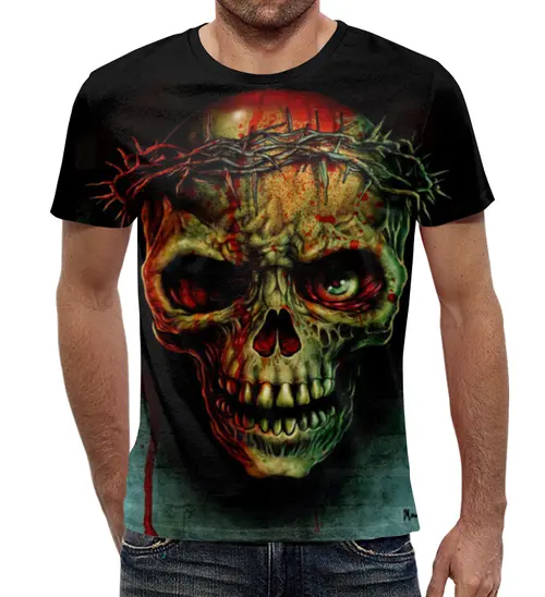 Заказать мужскую футболку в Москве. Футболка с полной запечаткой (мужская) Skull от Серега Шнайдер - готовые дизайны и нанесение принтов.