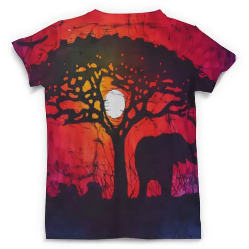 Заказать мужскую футболку в Москве. Футболка с полной запечаткой (мужская) Слон у дерева от queen  - готовые дизайны и нанесение принтов.