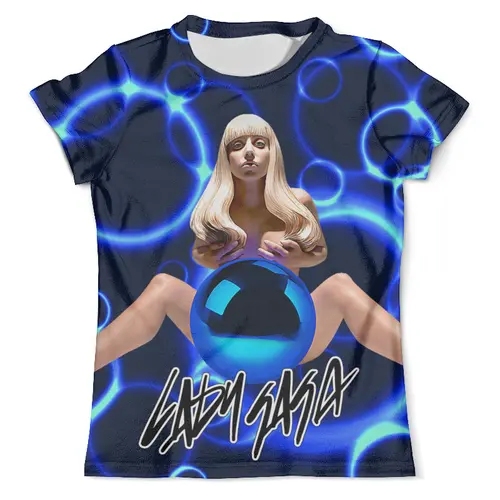 Заказать мужскую футболку в Москве. Футболка с полной запечаткой (мужская) Lady Gaga от balden - готовые дизайны и нанесение принтов.