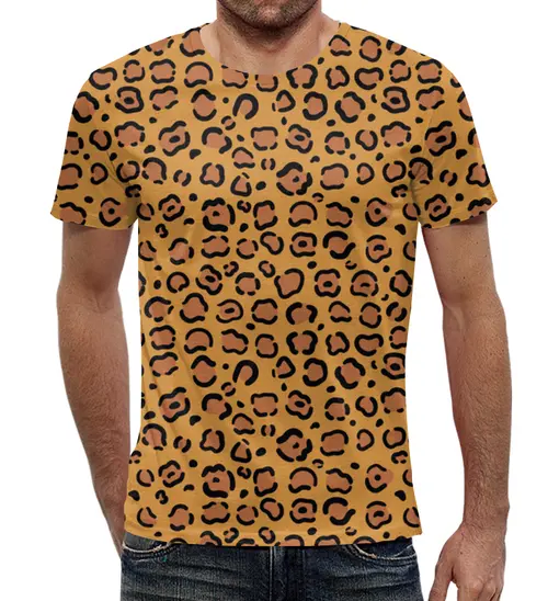 Заказать мужскую футболку в Москве. Футболка с полной запечаткой (мужская) Леопард от Fix Print - готовые дизайны и нанесение принтов.