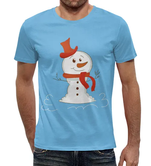 Заказать мужскую футболку в Москве. Футболка с полной запечаткой (мужская) Снеговичок от THE_NISE  - готовые дизайны и нанесение принтов.