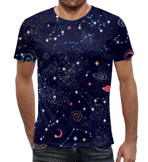 Заказать мужскую футболку в Москве. Футболка с полной запечаткой (мужская) Вселенная от T-shirt print  - готовые дизайны и нанесение принтов.