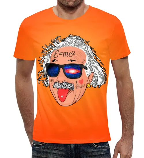 Заказать мужскую футболку в Москве. Футболка с полной запечаткой (мужская) Альберт Эйнштейн   от T-shirt print  - готовые дизайны и нанесение принтов.