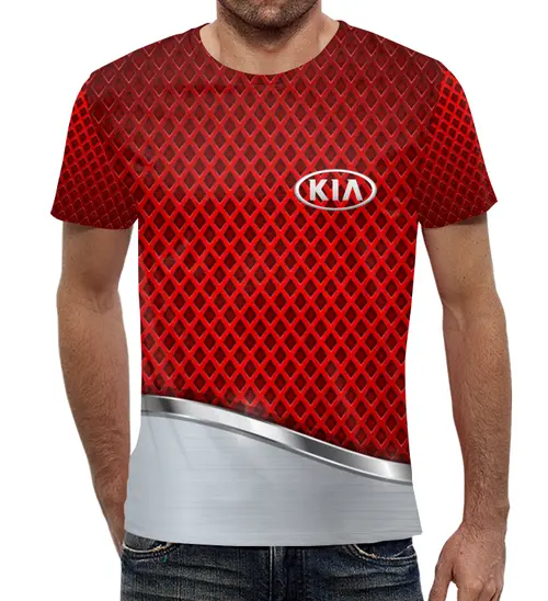 Заказать мужскую футболку в Москве. Футболка с полной запечаткой (мужская) авто Kia от THE_NISE  - готовые дизайны и нанесение принтов.