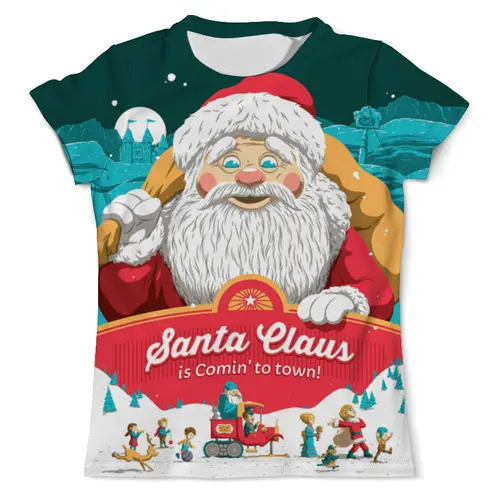 Заказать мужскую футболку в Москве. Футболка с полной запечаткой (мужская) Santa Claus is Comin' to town! от balden - готовые дизайны и нанесение принтов.