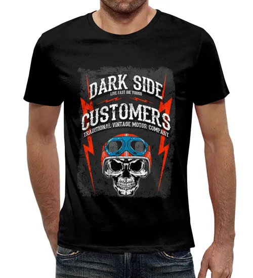 Заказать мужскую футболку в Москве. Футболка с полной запечаткой (мужская) Dark Side от THE_NISE  - готовые дизайны и нанесение принтов.