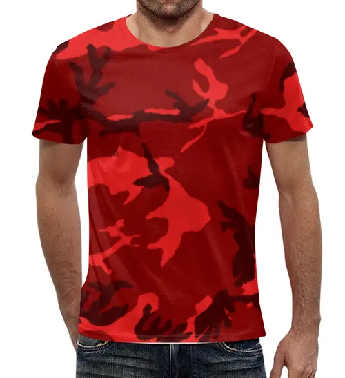 Заказать мужскую футболку в Москве. Футболка с полной запечаткой (мужская) Красный Камуфляж от Nalivaev - готовые дизайны и нанесение принтов.