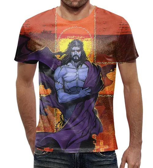 Заказать мужскую футболку в Москве. Футболка с полной запечаткой (мужская) Иисус Христос  от ПРИНТЫ ПЕЧАТЬ  - готовые дизайны и нанесение принтов.