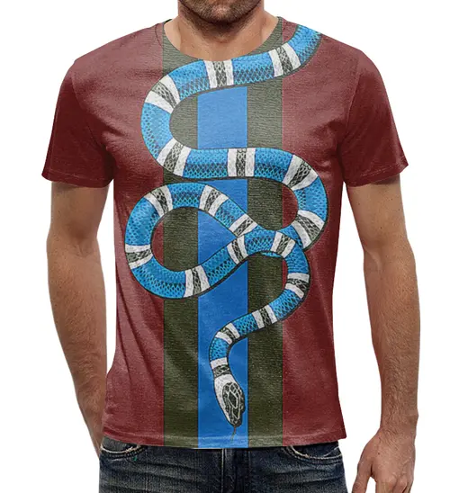 Заказать мужскую футболку в Москве. Футболка с полной запечаткой (мужская) Snake Design от balden - готовые дизайны и нанесение принтов.
