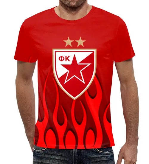 Заказать мужскую футболку в Москве. Футболка с полной запечаткой (мужская) Црвена звезда от THE_NISE  - готовые дизайны и нанесение принтов.