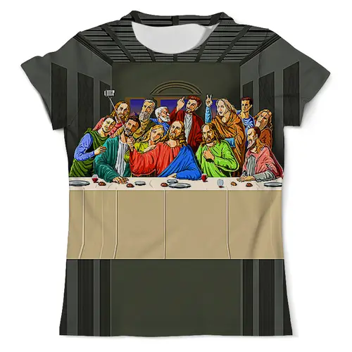 Заказать мужскую футболку в Москве. Футболка с полной запечаткой (мужская) Jesus Selfie от balden - готовые дизайны и нанесение принтов.