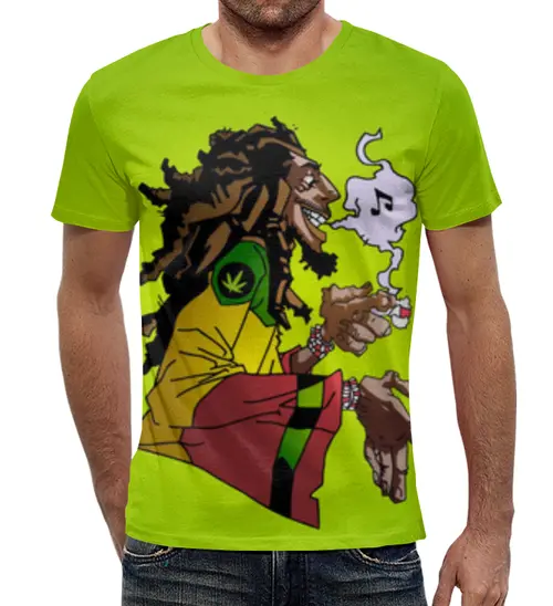 Заказать мужскую футболку в Москве. Футболка с полной запечаткой (мужская) Bob Marley от balden - готовые дизайны и нанесение принтов.