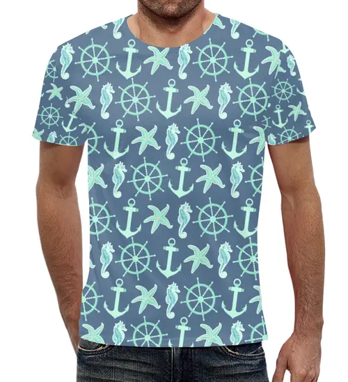 Заказать мужскую футболку в Москве. Футболка с полной запечаткой (мужская) океан от THE_NISE  - готовые дизайны и нанесение принтов.