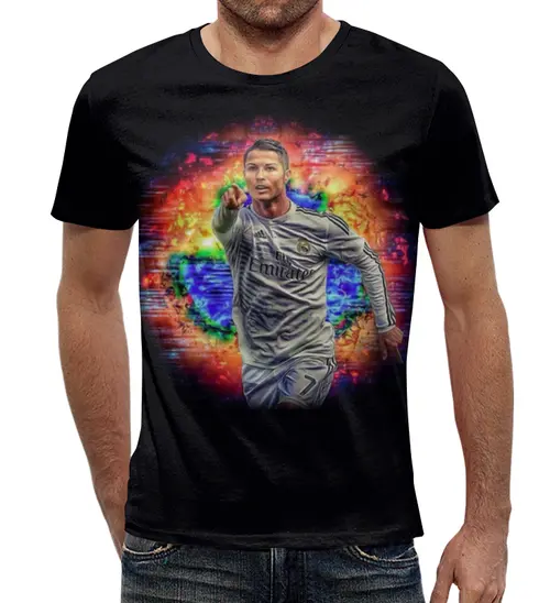 Заказать мужскую футболку в Москве. Футболка с полной запечаткой (мужская) Cristiano Ronaldo от balden - готовые дизайны и нанесение принтов.