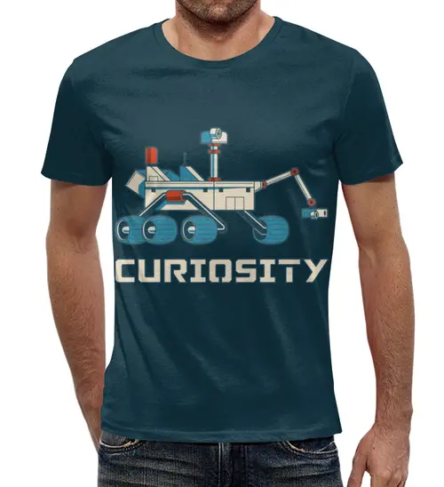 Заказать мужскую футболку в Москве. Футболка с полной запечаткой (мужская) Кьюриосити от The Spaceway  - готовые дизайны и нанесение принтов.