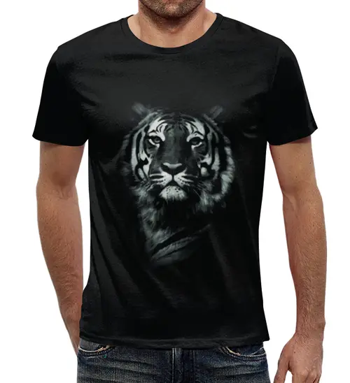 Заказать мужскую футболку в Москве. Футболка с полной запечаткой (мужская) Белый Тигр от Moroz - готовые дизайны и нанесение принтов.