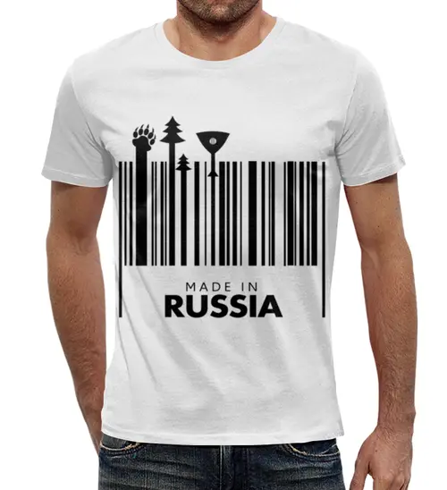 Заказать мужскую футболку в Москве. Футболка с полной запечаткой (мужская) Сделано в России от prodesign - готовые дизайны и нанесение принтов.