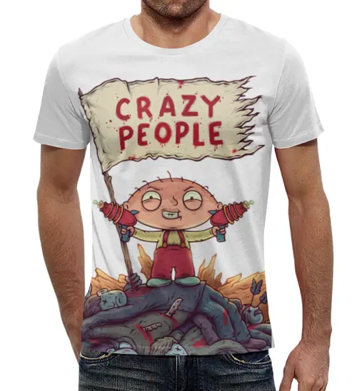 Заказать мужскую футболку в Москве. Футболка с полной запечаткой (мужская) Crazy people от Crazy People - готовые дизайны и нанесение принтов.