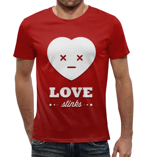 Заказать мужскую футболку в Москве. Футболка с полной запечаткой (мужская) Love stinks от Илья Щеблецов - готовые дизайны и нанесение принтов.
