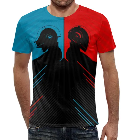 Заказать мужскую футболку в Москве. Футболка с полной запечаткой (мужская) Daft Punk Design от balden - готовые дизайны и нанесение принтов.