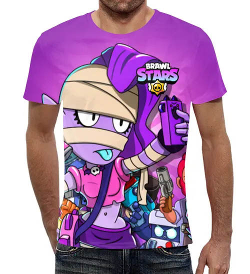Заказать мужскую футболку в Москве. Футболка с полной запечаткой (мужская) BRAWL STARS EMZ от geekbox - готовые дизайны и нанесение принтов.