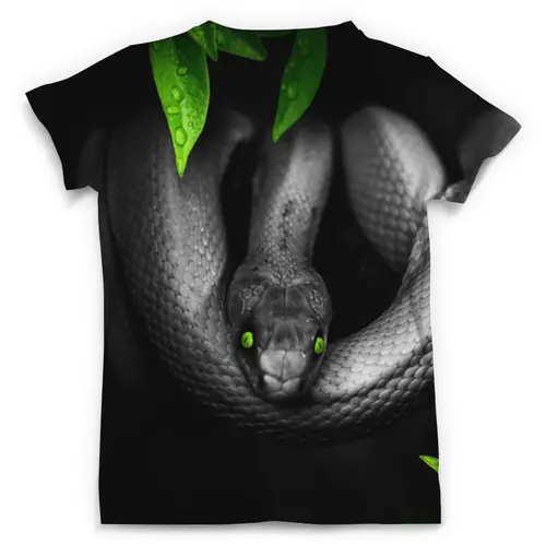 Заказать мужскую футболку в Москве. Футболка с полной запечаткой (мужская) Черная змея от weeert - готовые дизайны и нанесение принтов.