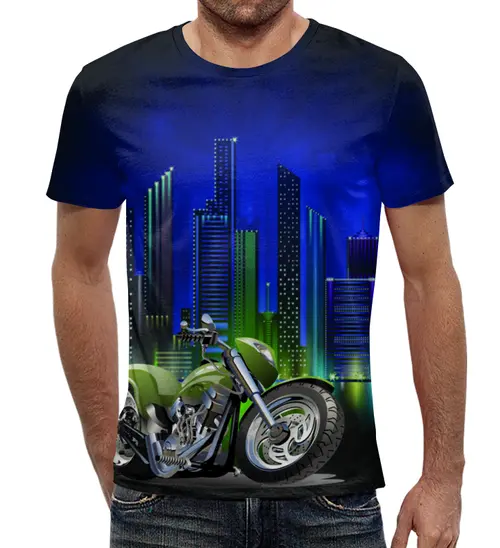 Заказать мужскую футболку в Москве. Футболка с полной запечаткой (мужская) BikeDesign от balden - готовые дизайны и нанесение принтов.