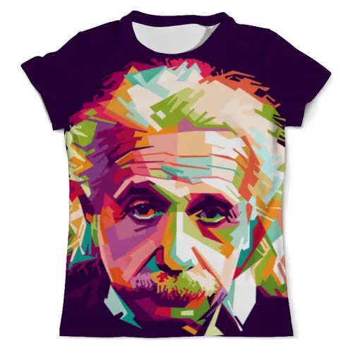 Заказать мужскую футболку в Москве. Футболка с полной запечаткой (мужская) Альберт Эйнштейн  от ПРИНТЫ ПЕЧАТЬ  - готовые дизайны и нанесение принтов.