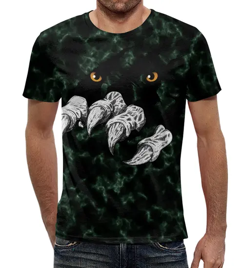 Заказать мужскую футболку в Москве. Футболка с полной запечаткой (мужская) Когти тигра от trugift - готовые дизайны и нанесение принтов.
