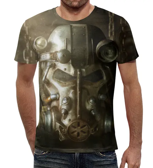 Заказать мужскую футболку в Москве. Футболка с полной запечаткой (мужская) Fallout 4 от CoolDesign - готовые дизайны и нанесение принтов.