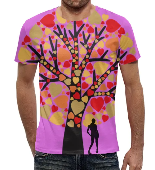 Заказать мужскую футболку в Москве. Футболка с полной запечаткой (мужская) Дерево любви от natali_ptz - готовые дизайны и нанесение принтов.