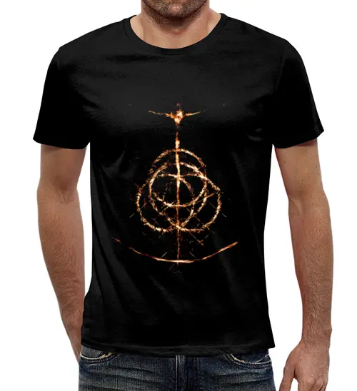Заказать мужскую футболку в Москве. Футболка с полной запечаткой (мужская) Elden ring от GeekFox  - готовые дизайны и нанесение принтов.