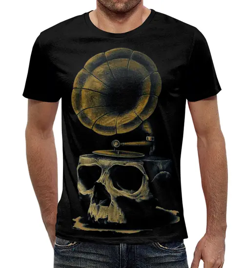 Заказать мужскую футболку в Москве. Футболка с полной запечаткой (мужская) Skull Art от Leichenwagen - готовые дизайны и нанесение принтов.