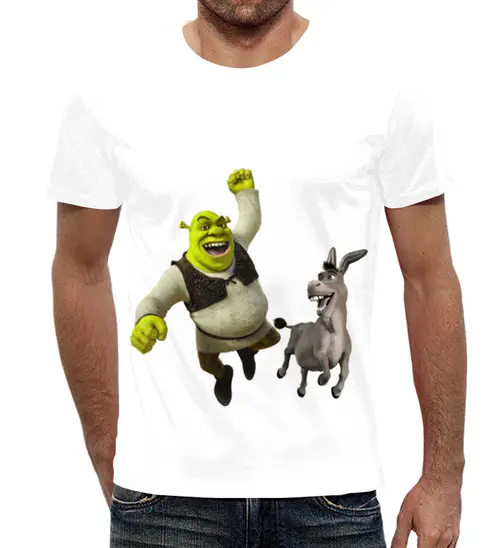 Заказать мужскую футболку в Москве. Футболка с полной запечаткой (мужская) Шрек Shrek от gooz bye  - готовые дизайны и нанесение принтов.