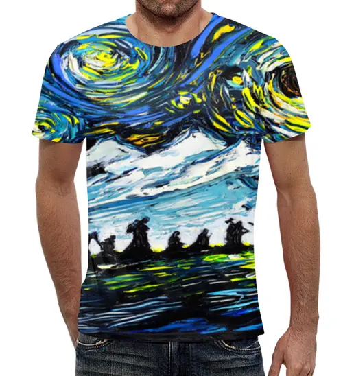 Заказать мужскую футболку в Москве. Футболка с полной запечаткой (мужская) Van Gogh от THE_NISE  - готовые дизайны и нанесение принтов.