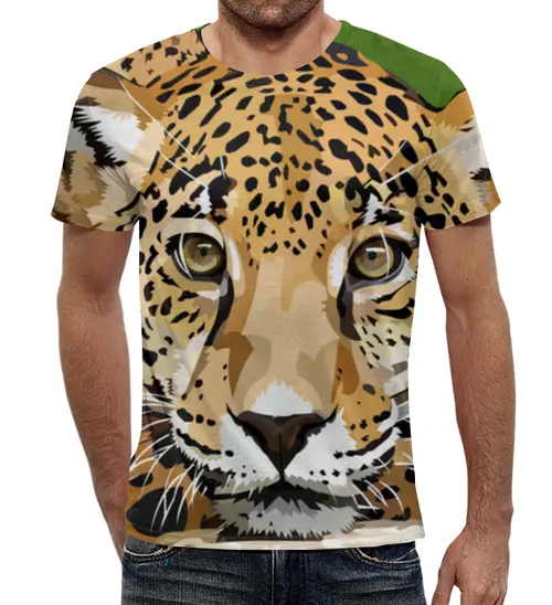Заказать мужскую футболку в Москве. Футболка с полной запечаткой (мужская) Леопард от Александр Гришин - готовые дизайны и нанесение принтов.