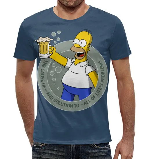 Заказать мужскую футболку в Москве. Футболка с полной запечаткой (мужская) The Simpsons (2) от ПРИНТЫ ПЕЧАТЬ  - готовые дизайны и нанесение принтов.
