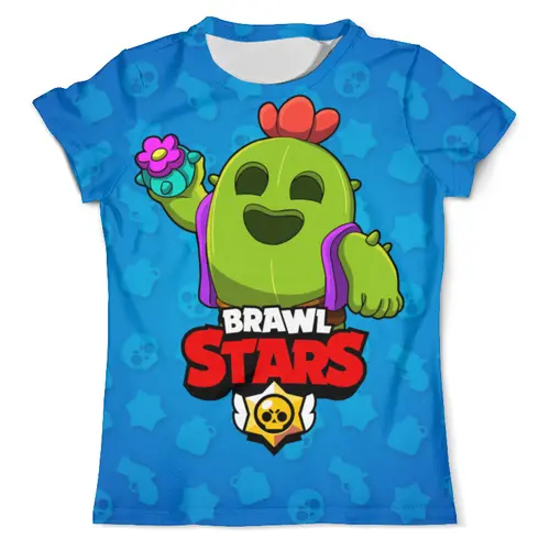Заказать мужскую футболку в Москве. Футболка с полной запечаткой (мужская) BRAWL STARS SPIKE от geekbox - готовые дизайны и нанесение принтов.