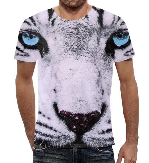 Заказать мужскую футболку в Москве. Футболка с полной запечаткой (мужская) Белый тигр от THE_NISE  - готовые дизайны и нанесение принтов.