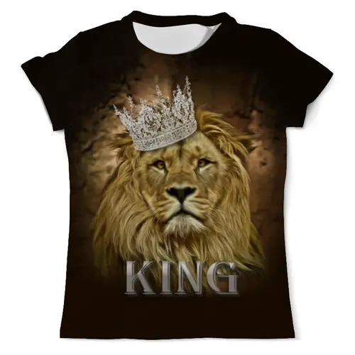 Заказать мужскую футболку в Москве. Футболка с полной запечаткой (мужская) Царь лев от weeert - готовые дизайны и нанесение принтов.