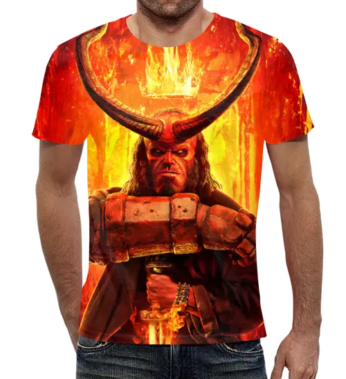 Заказать мужскую футболку в Москве. Футболка с полной запечаткой (мужская) Hellboy от THE_NISE  - готовые дизайны и нанесение принтов.