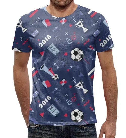 Заказать мужскую футболку в Москве. Футболка с полной запечаткой (мужская) Спорт от Vita Lobas - готовые дизайны и нанесение принтов.
