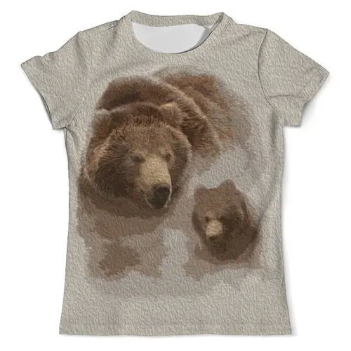 Заказать мужскую футболку в Москве. Футболка с полной запечаткой (мужская) Медведь с медвежонком от valezar - готовые дизайны и нанесение принтов.