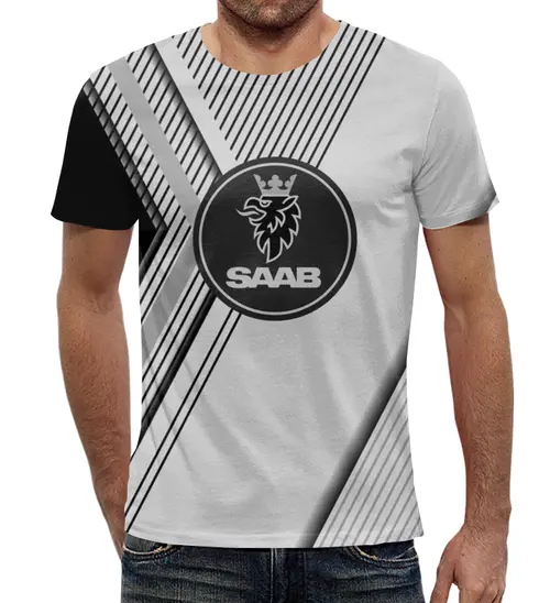 Заказать мужскую футболку в Москве. Футболка с полной запечаткой (мужская) Saab авто от THE_NISE  - готовые дизайны и нанесение принтов.